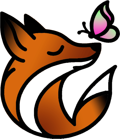 Fox with a butterfly on his nose